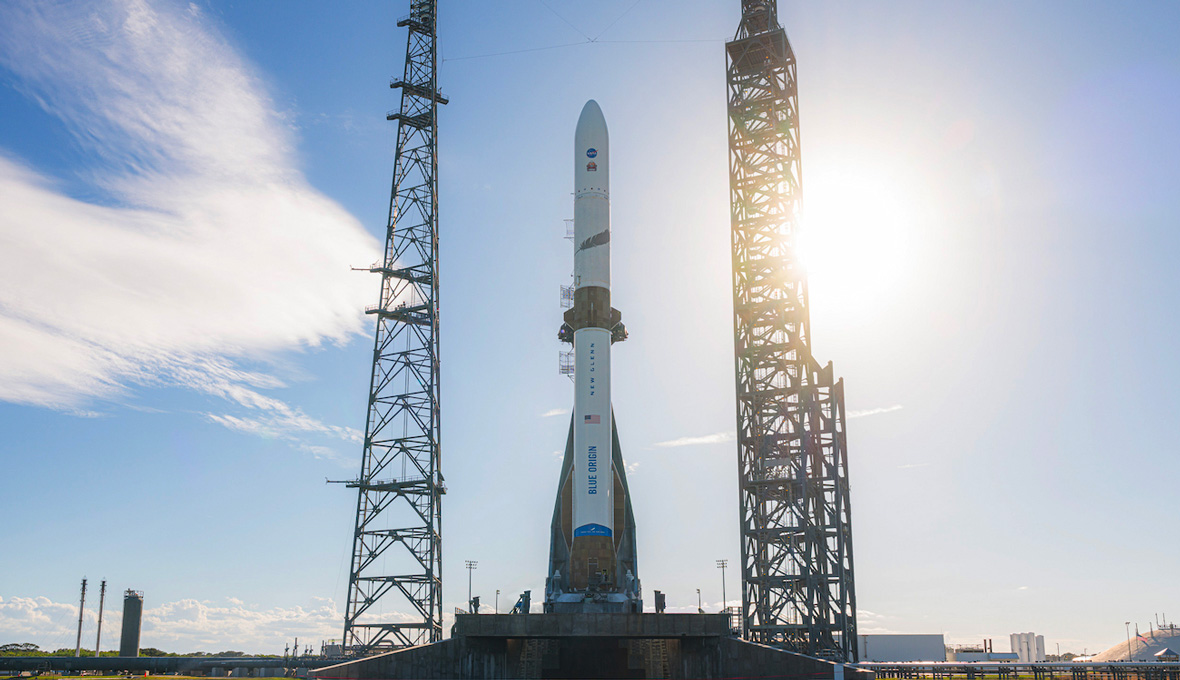Blue Origin récupère son booster lors du 2ème vol de son lanceur New Glenn © Blue Origin